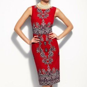 NEW Talbots Red Paisley Print Sheath Dress Size 16